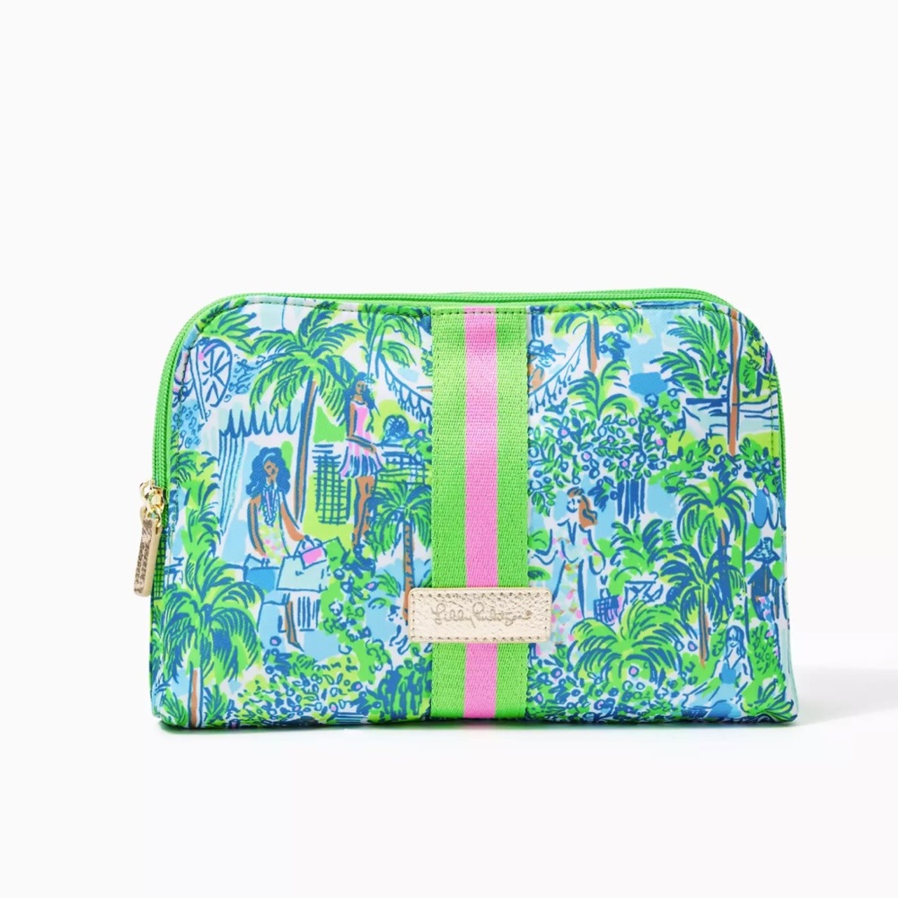 EUC Lilly Pulitzer Green Printed Thompson Bag/Pouch in Sprout Green on Holiday